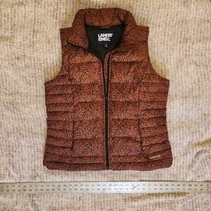 Lands' End Warm Polyester Dog Vest M Orange Black Leopard Print Model 10-12